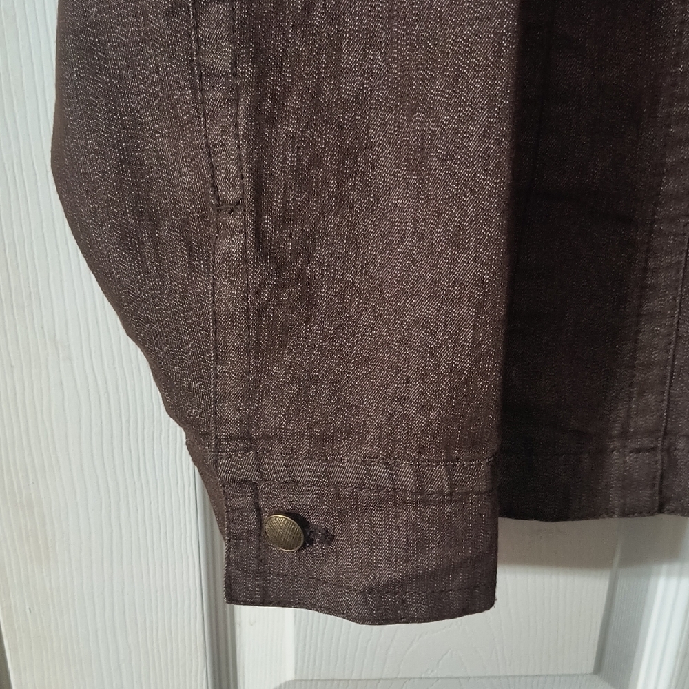 Dressbarn Brown Lightweight Brown Jean Jacket, Great Shape - Picture 2 of 6